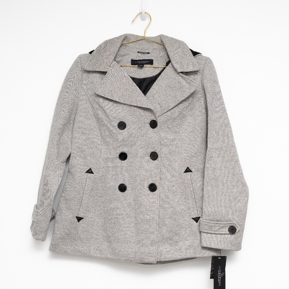 Liverpool - Gray Double-Breasted Peacoat with Removable Hood - Picture 1 of 11